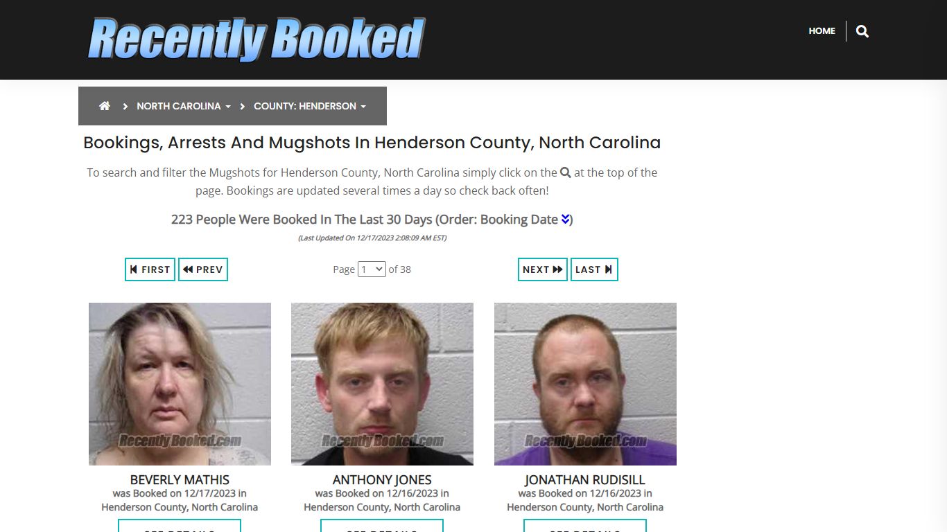 Bookings, Arrests and Mugshots in Henderson County, North Carolina