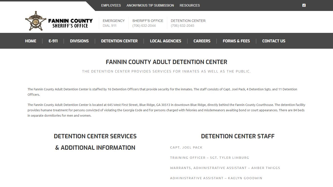 Detention Center - Fannin County Sheriff's Office